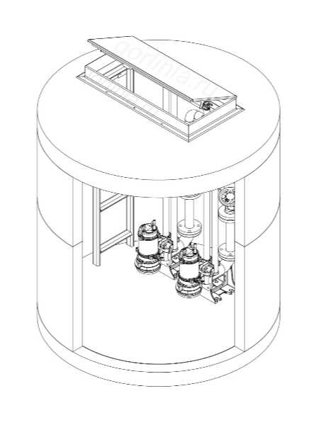 КНС с люком чертеж Чертеж канализационной насосной станции с технологическим люком